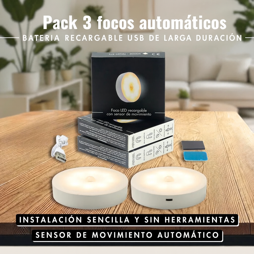Foco LED recargable con sensor de movimiento